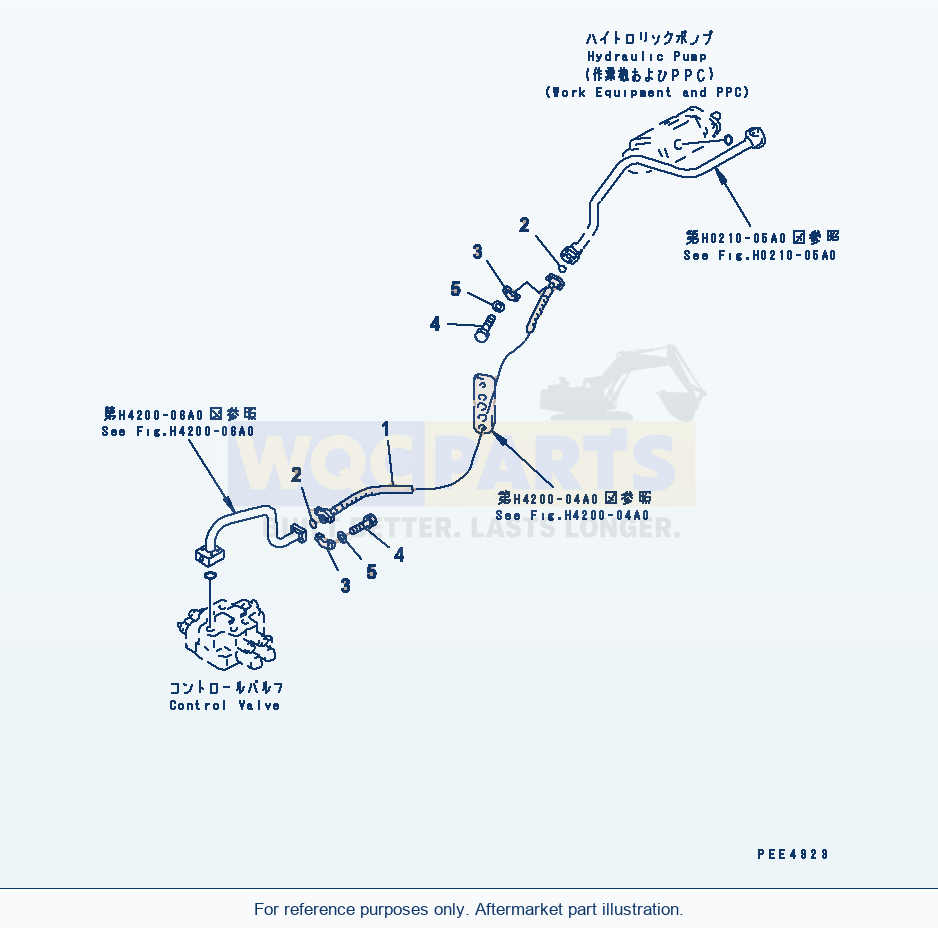 Komatsu WA470-3 Hydraulic Piping (Delivery Line Hose) parts diagram