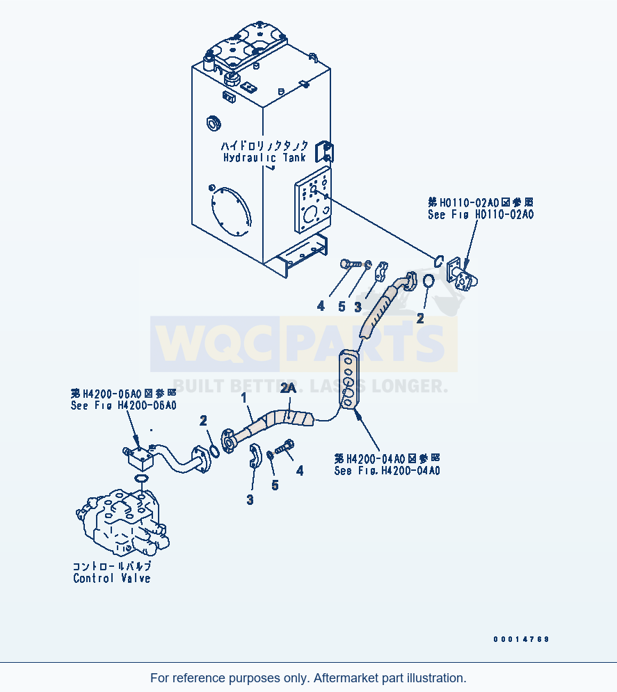 Komatsu WA470-3 Hydraulic Piping (Drain Line Hose) parts diagram