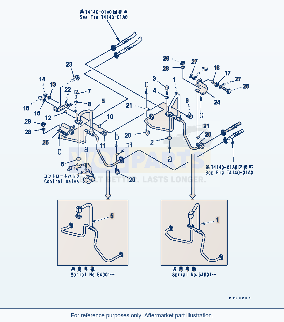 Komatsu WA470-3 Hydraulic Piping (Lift Cylinder Line) parts diagram