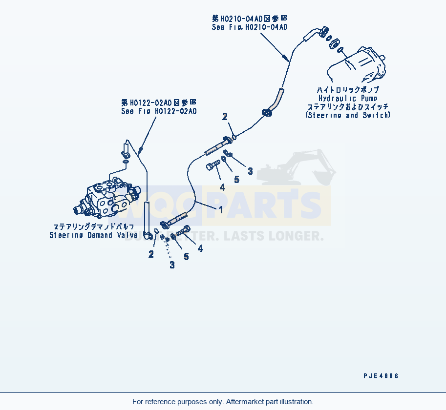 Komatsu WA470-3 Hydraulic Piping (Steering Pump Line Hose) parts diagram