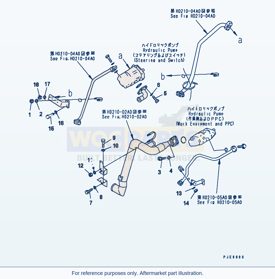 Komatsu WA470-3 Hydraulic Pump (Hydraulic Pump Line Mounting) parts diagram
