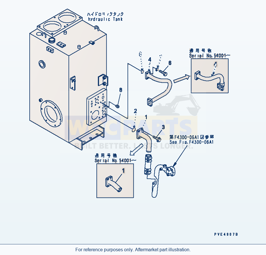 Komatsu WA470-3 Hydraulic Tank (Emergency Steering Line Piping) parts diagram