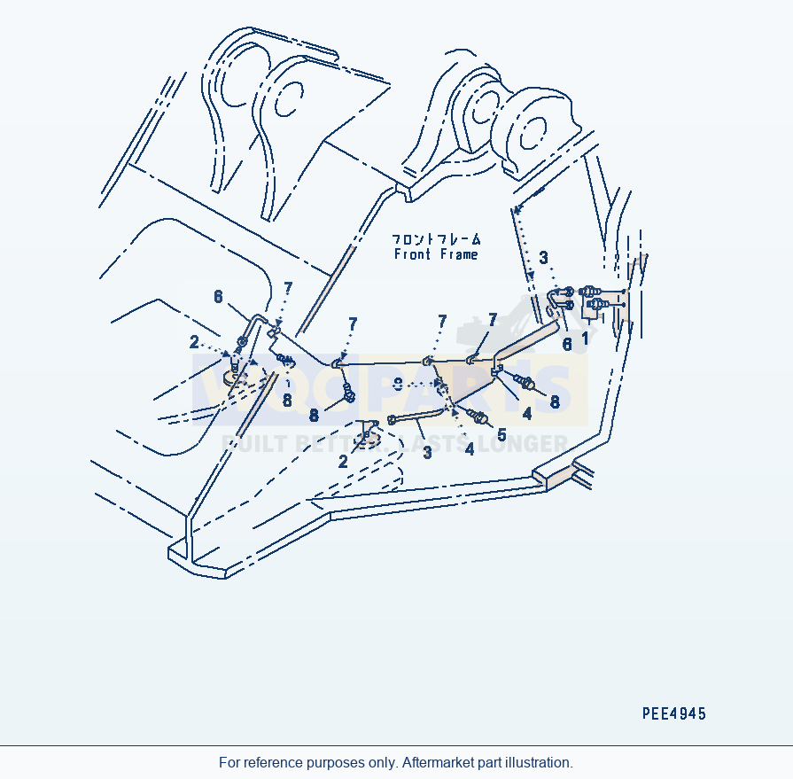 Komatsu WA470-3 Remote Grease (Steering Cylinder) parts diagram