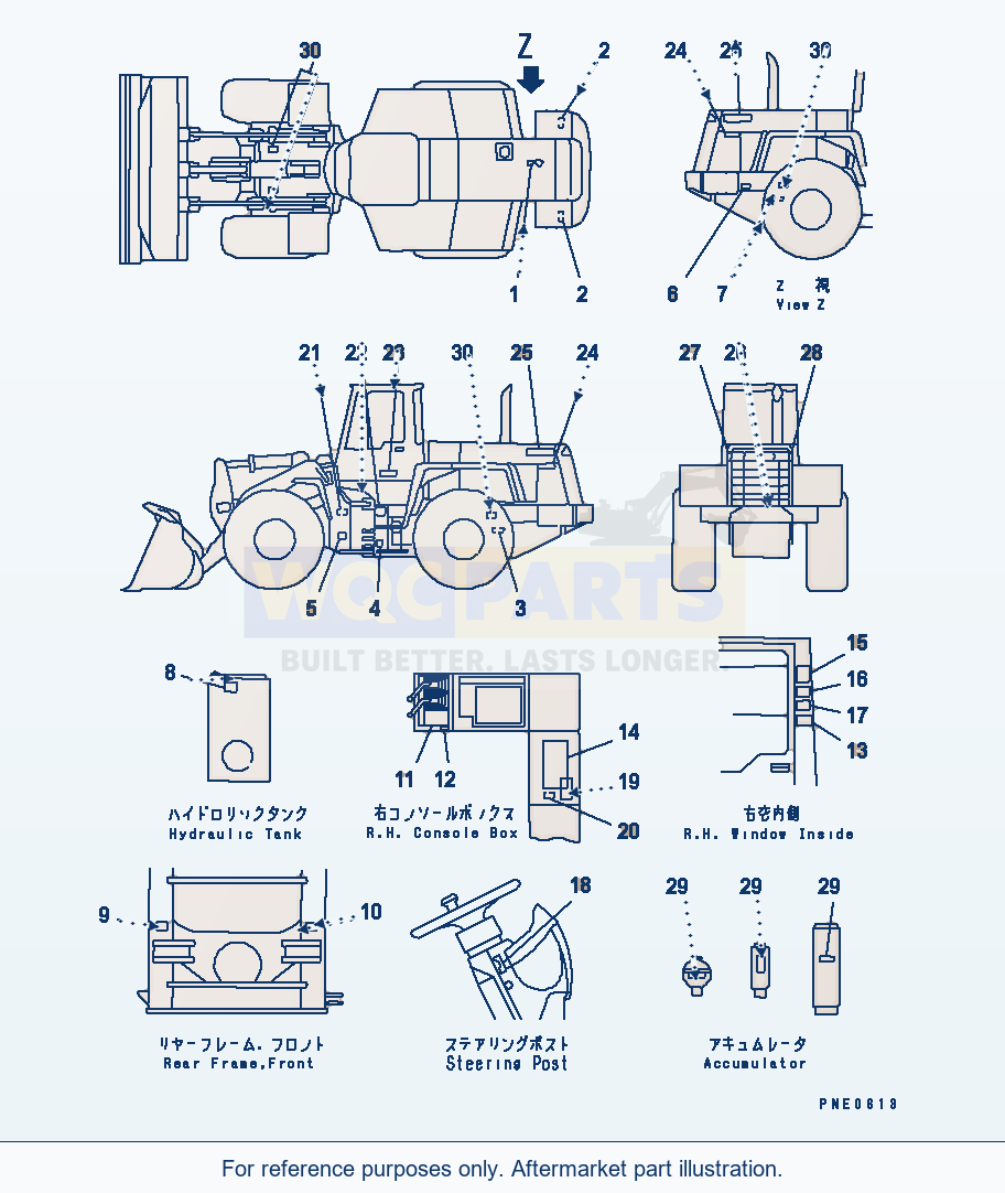 Komatsu WA470-3 Marks And Plates (With Cab) (English)(#50001-) parts diagram