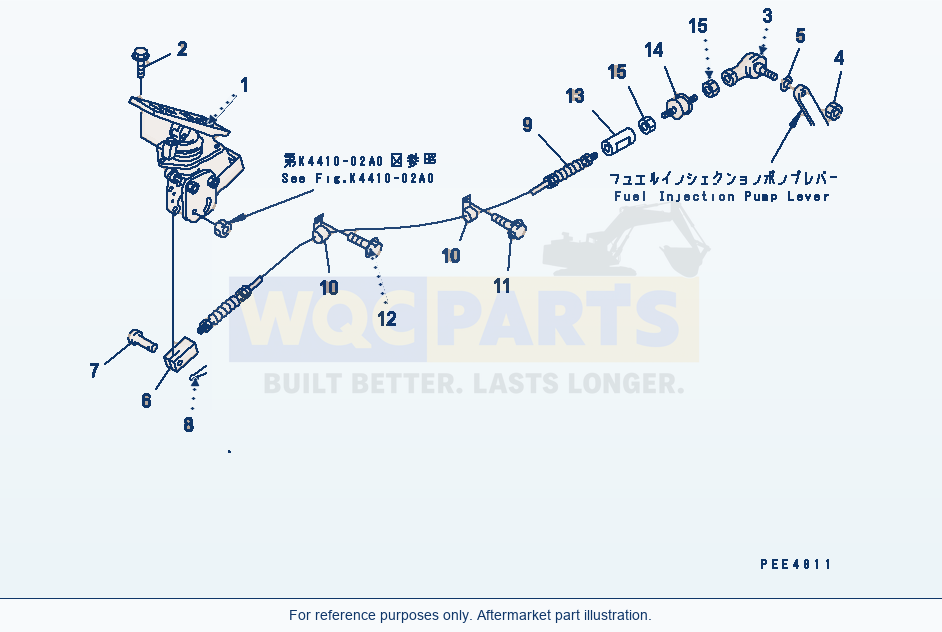 Komatsu WA470-3 Accelerator Pedal And Linkage parts diagram