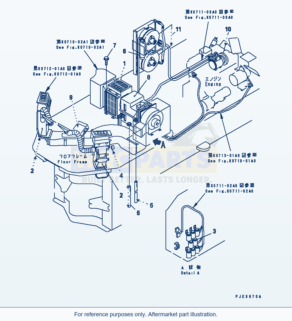 Komatsu WA470-3 Air Conditioner (Air Conditioner Kit) parts diagram