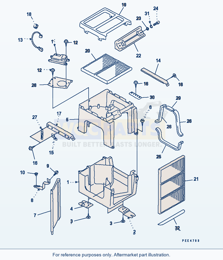 Komatsu WA470-3 Air Conditioner (Damper) parts diagram