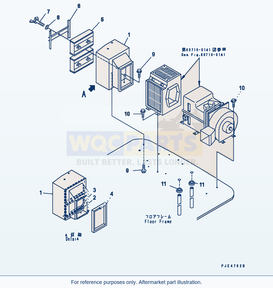 Komatsu WA470-3 Air Conditioner (Filter Box) parts diagram