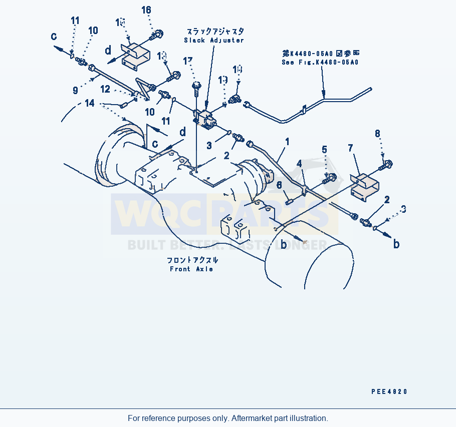 Komatsu WA470-3 Brake Piping (Front Brake Line) parts diagram