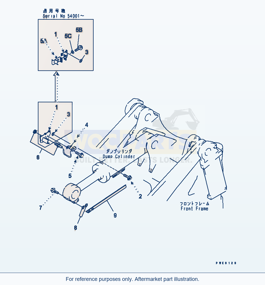 Komatsu WA470-3 Bucket Positioner parts diagram