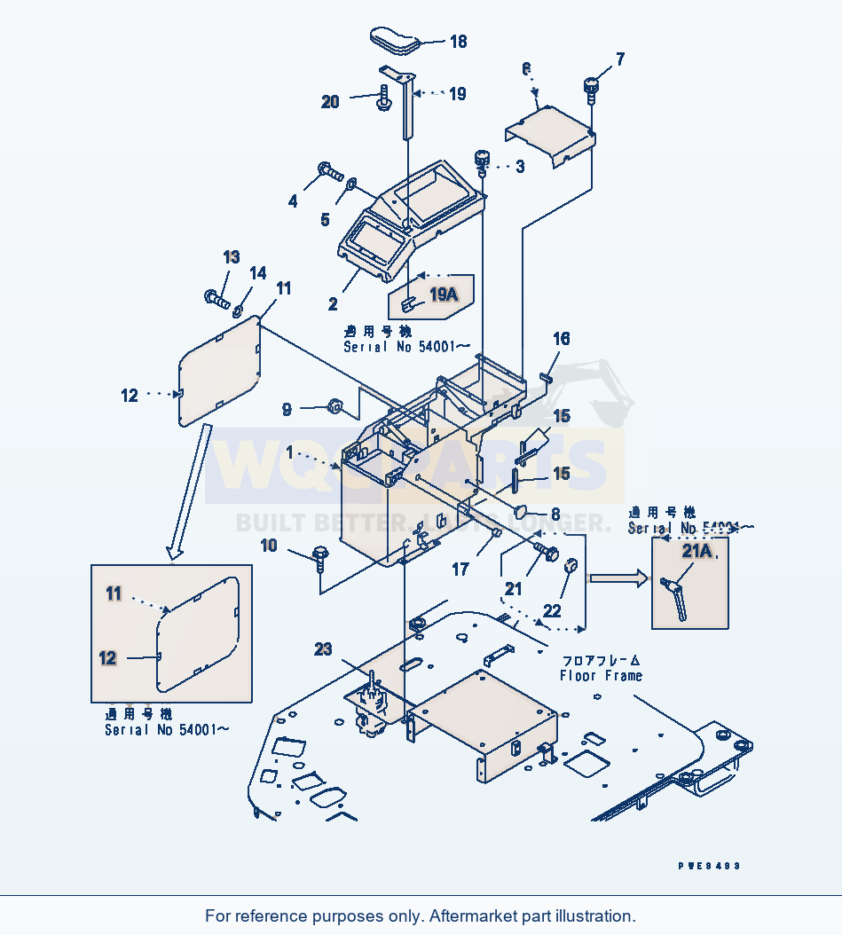 Komatsu WA470-3 Floor (R.H. Console Box) parts diagram