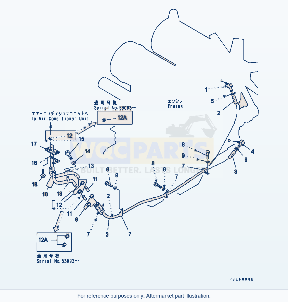 Komatsu WA470-3 Heater Piping parts diagram