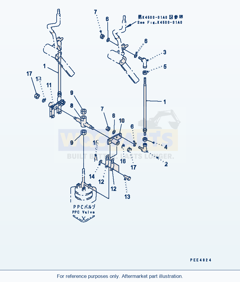 Komatsu WA470-3 Loader Control (Work Equipment Control Linkage) parts diagram