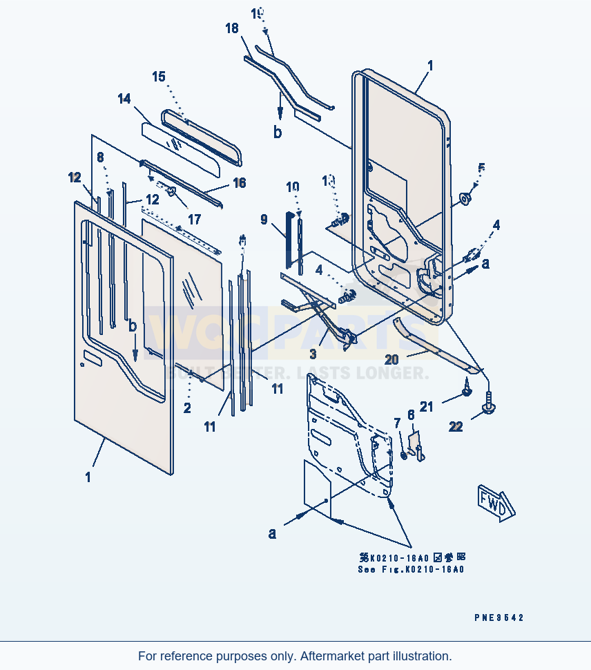 Komatsu WA470-3 Operator'S Cab (Door, R.H.) parts diagram