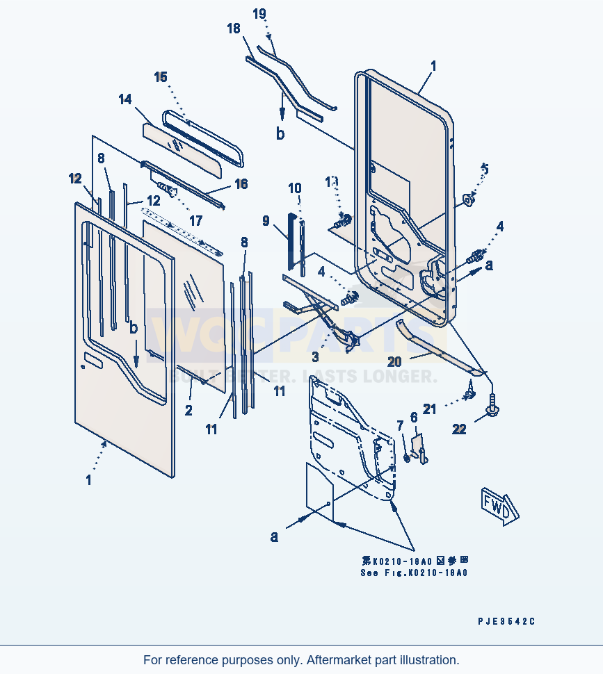 Komatsu WA470-3 Rops Cab (Door, R.H.) parts diagram