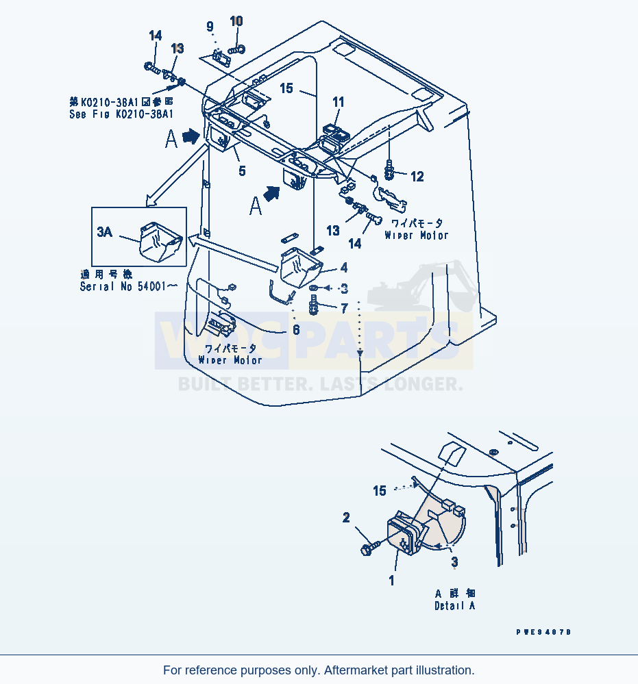 Komatsu WA470-3 Rops Cab (Electrical System) parts diagram