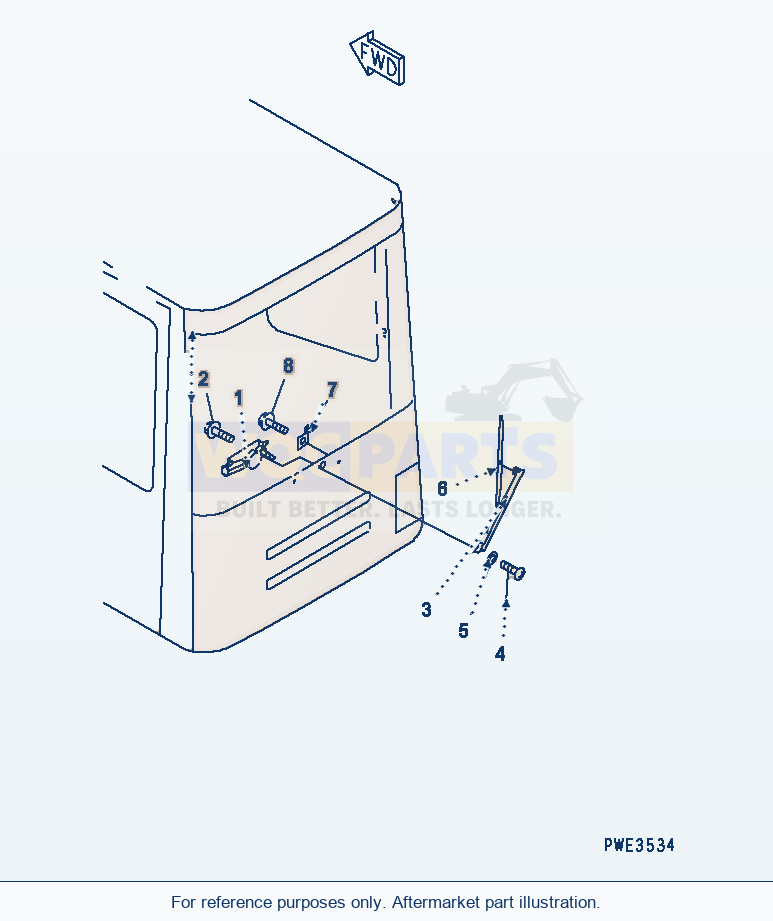 Komatsu WA470-3 Rops Cab (Rear Wiper) parts diagram