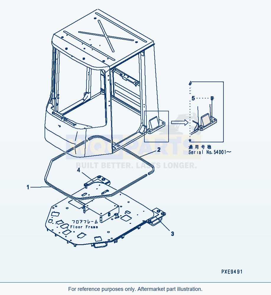 Komatsu WA470-3 Rops Cab (Seal) parts diagram