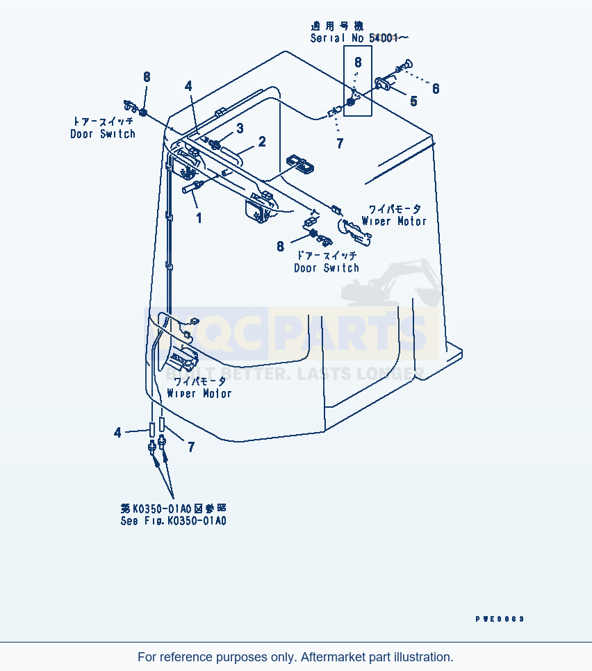 Komatsu WA470-3 Rops Cab (Window Washer) parts diagram