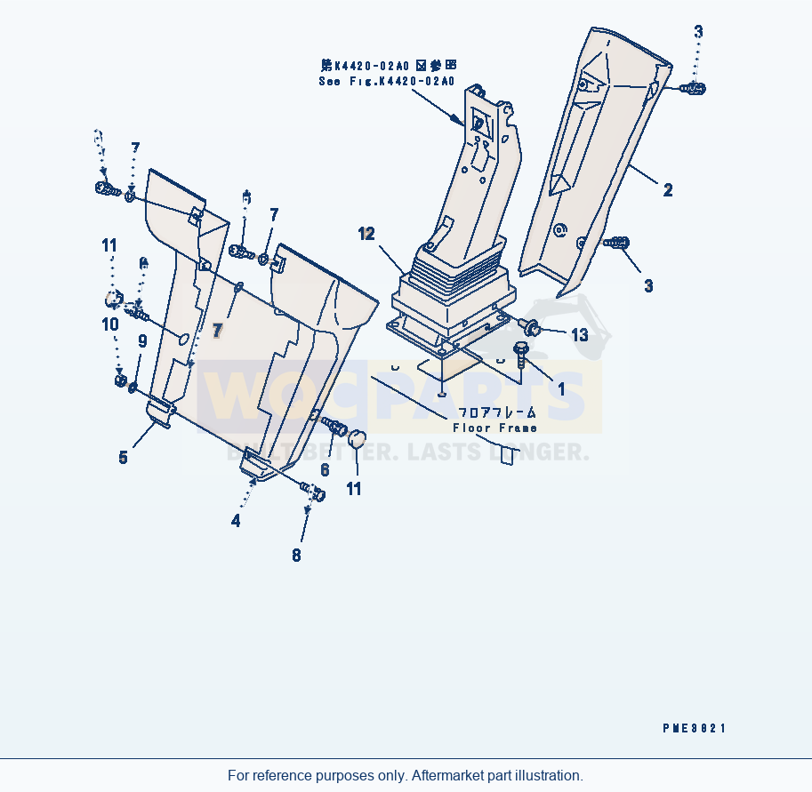 Komatsu WA470-3 Steering Wheel And Column (Cover And Bracket) parts diagram