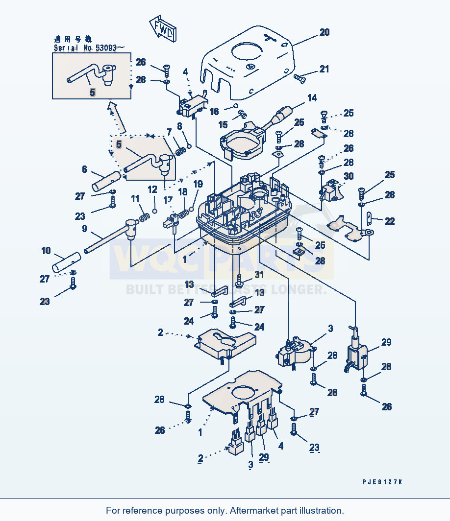 Komatsu WA470-3 Transmission Control Switch parts diagram