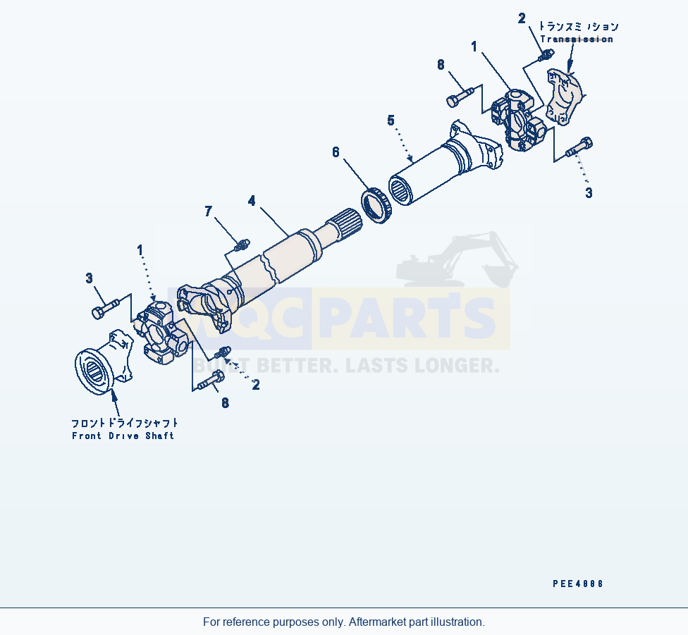 Komatsu WA470-3 Drive Shaft (Center) parts diagram