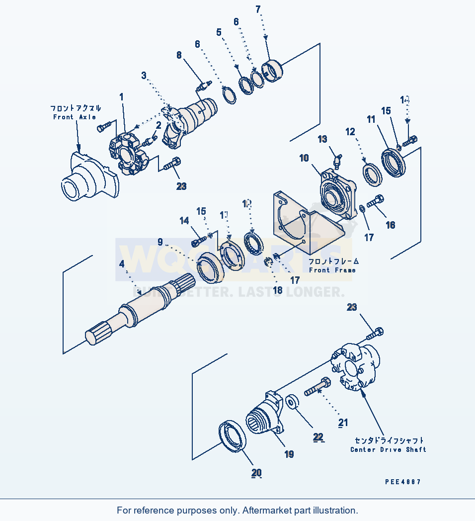 Komatsu WA470-3 Drive Shaft (Front) parts diagram