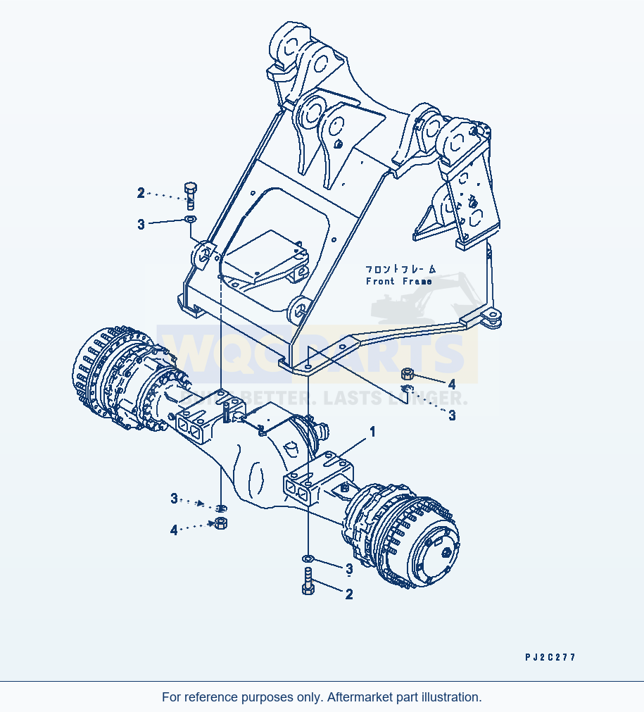 Komatsu WA470-3 Front Axle And Axle Mounting parts diagram