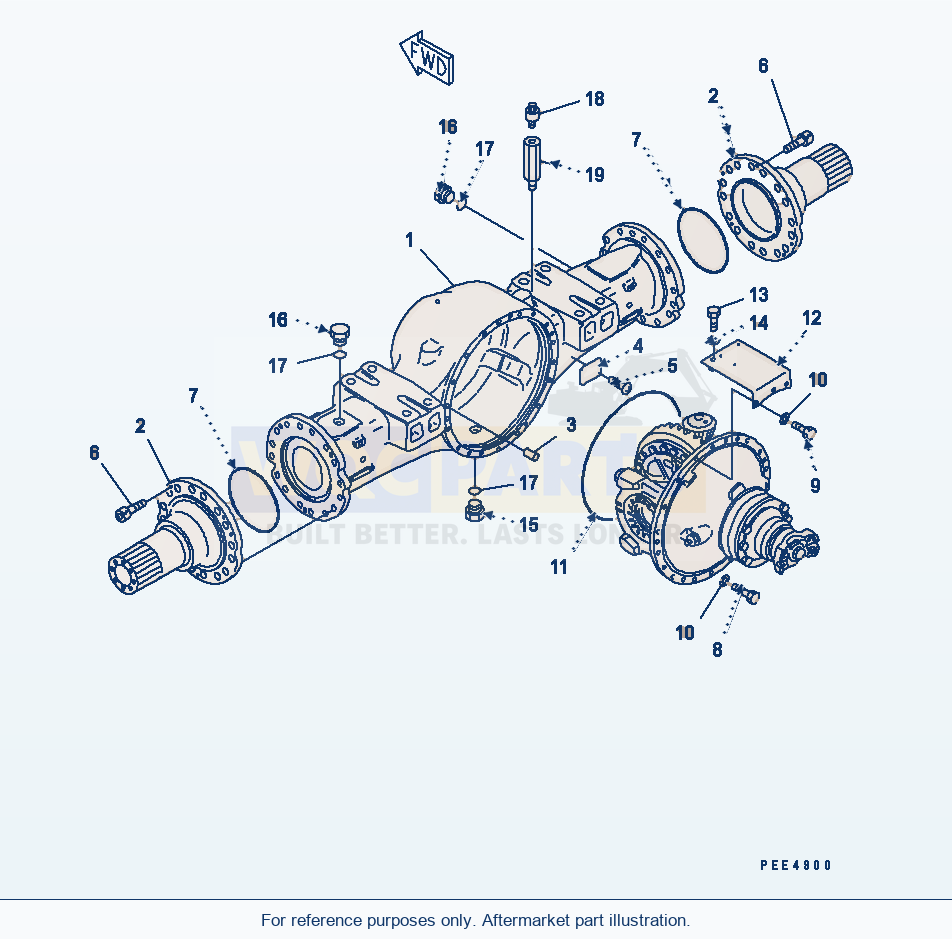 Komatsu WA470-3 Front Axle (Front Axle Housing) parts diagram