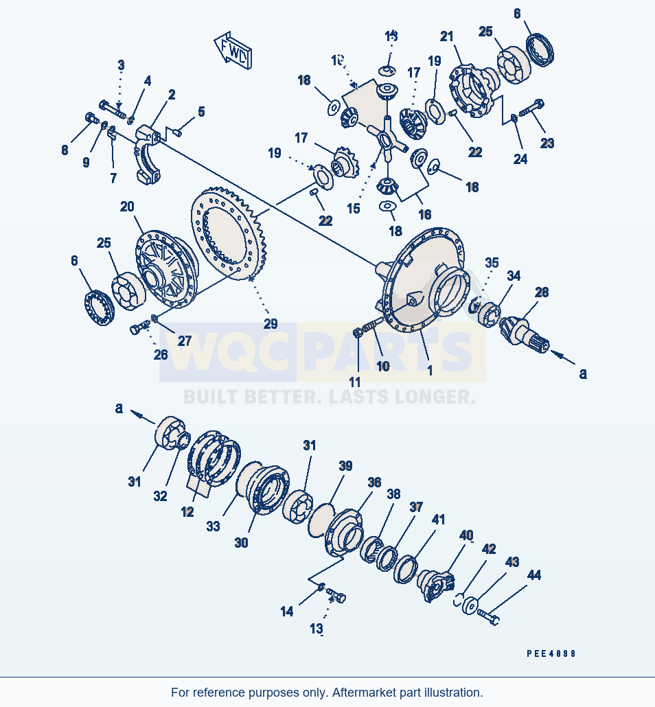Komatsu WA470-3 Front Axle (Front Differential) parts diagram
