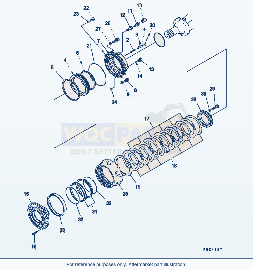 Komatsu WA470-3 Front Axle (Front Wheel Brake) parts diagram