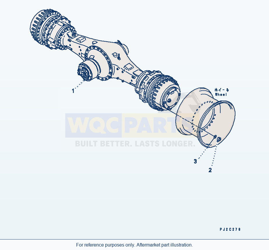 Komatsu WA470-3 Rear Axle And Wheel Mounting parts diagram