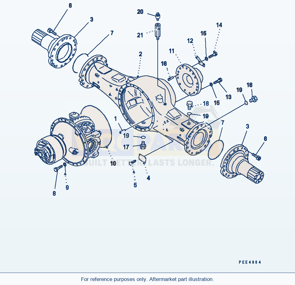 Komatsu WA470-3 Rear Axle (Rear Axle Housing) parts diagram
