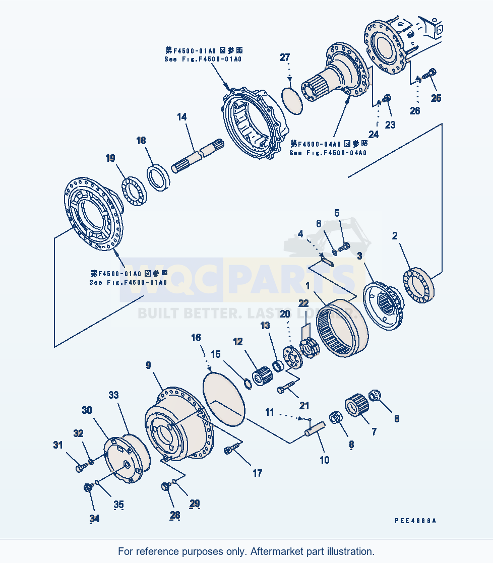 Komatsu WA470-3 Rear Axle (Rear Final Drive) parts diagram