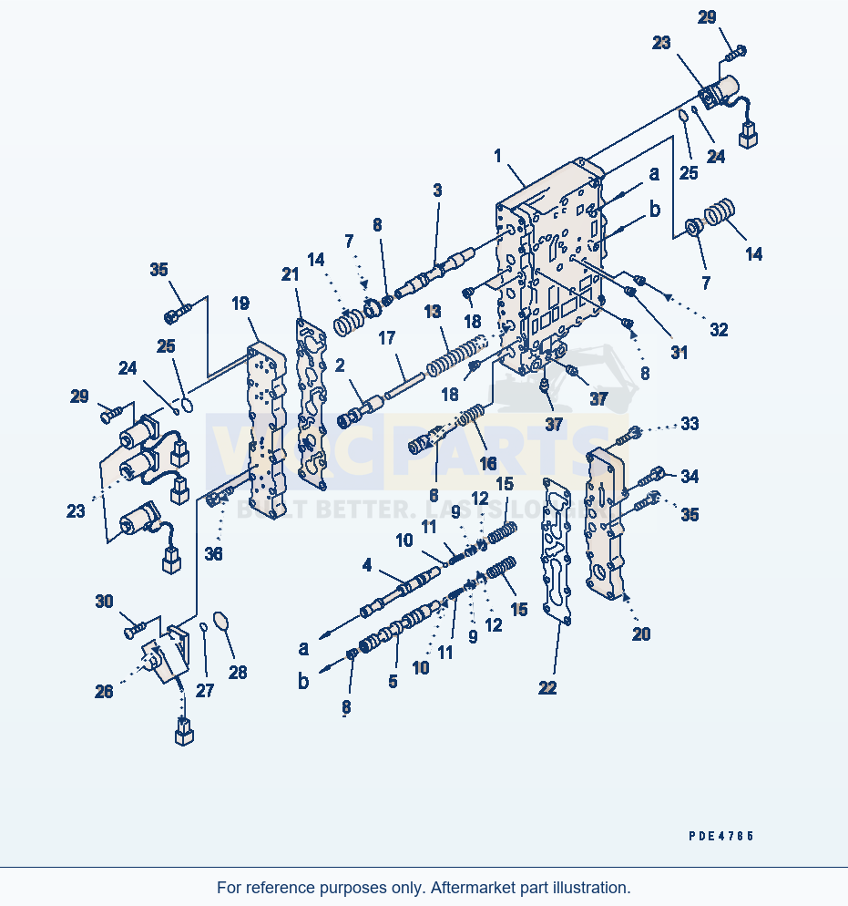 Komatsu WA470-3 Transmission Control Valve (Lower Valve) parts diagram