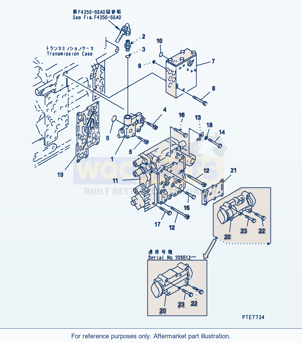 Komatsu WA470-3 Transmission (Control Valve Mounting) parts diagram