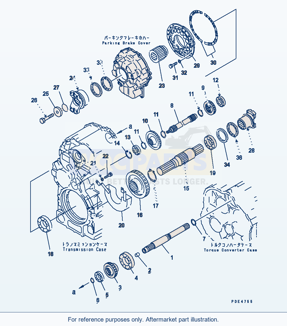 Komatsu WA470-3 Transmission (Input, 4Th And Output Shaft) parts diagram
