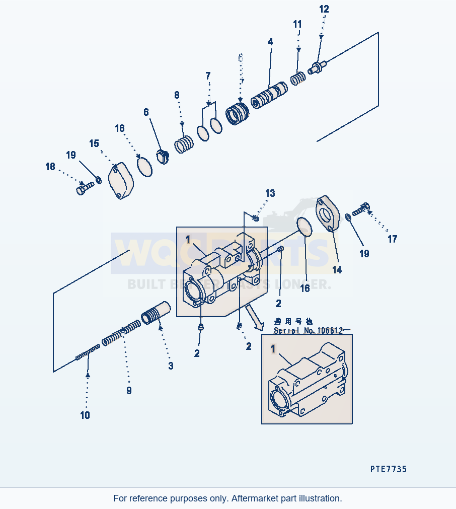 Komatsu WA470-3 Transmission Modulation Valve parts diagram