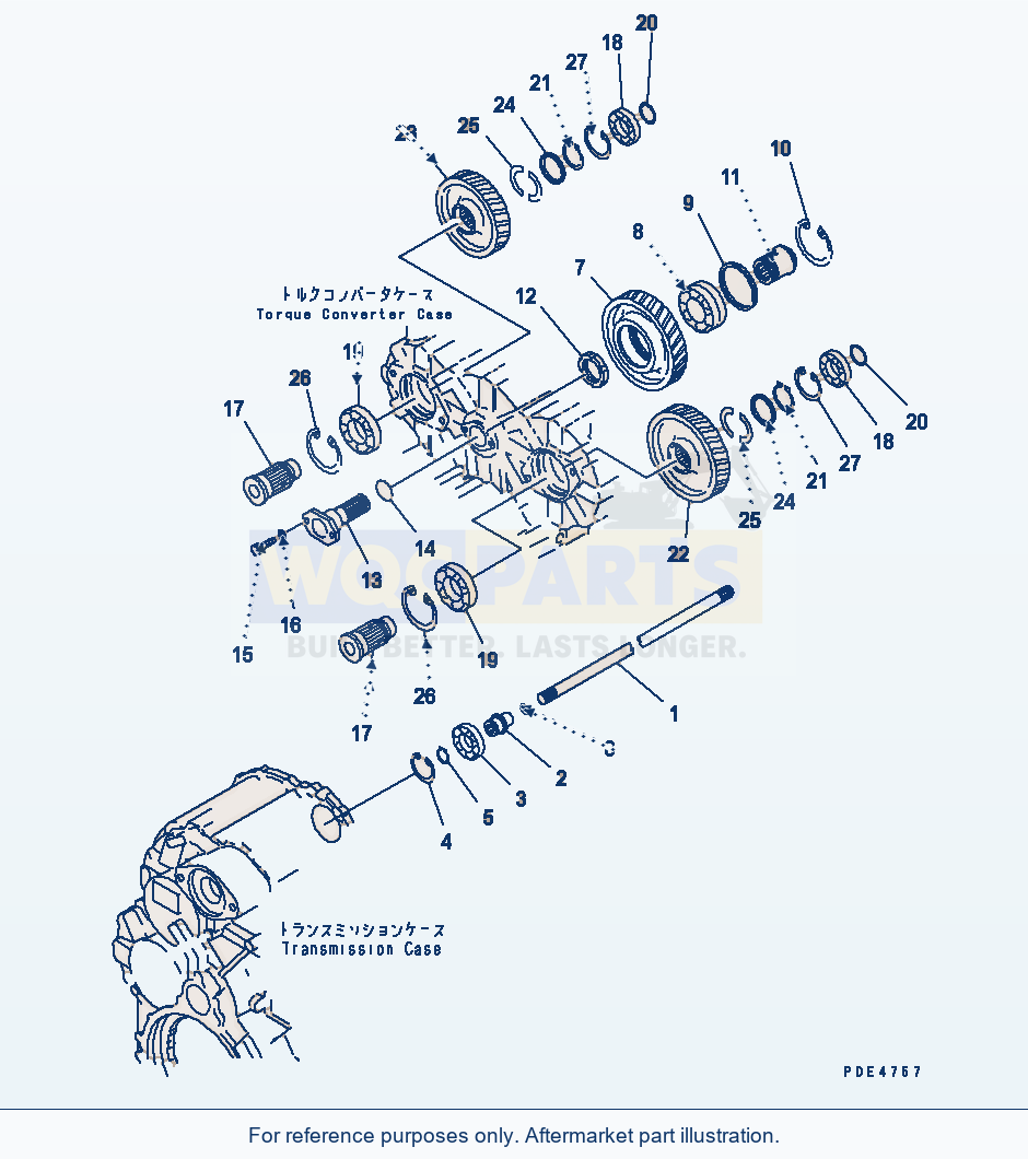 Komatsu WA470-3 Transmission (P.T.O.) parts diagram