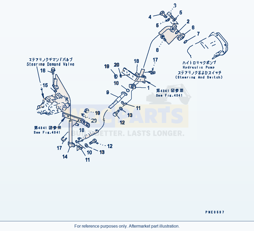 Komatsu WA470-3 Hydraulic Piping (Steering Pump Line)(#50001-) parts diagram