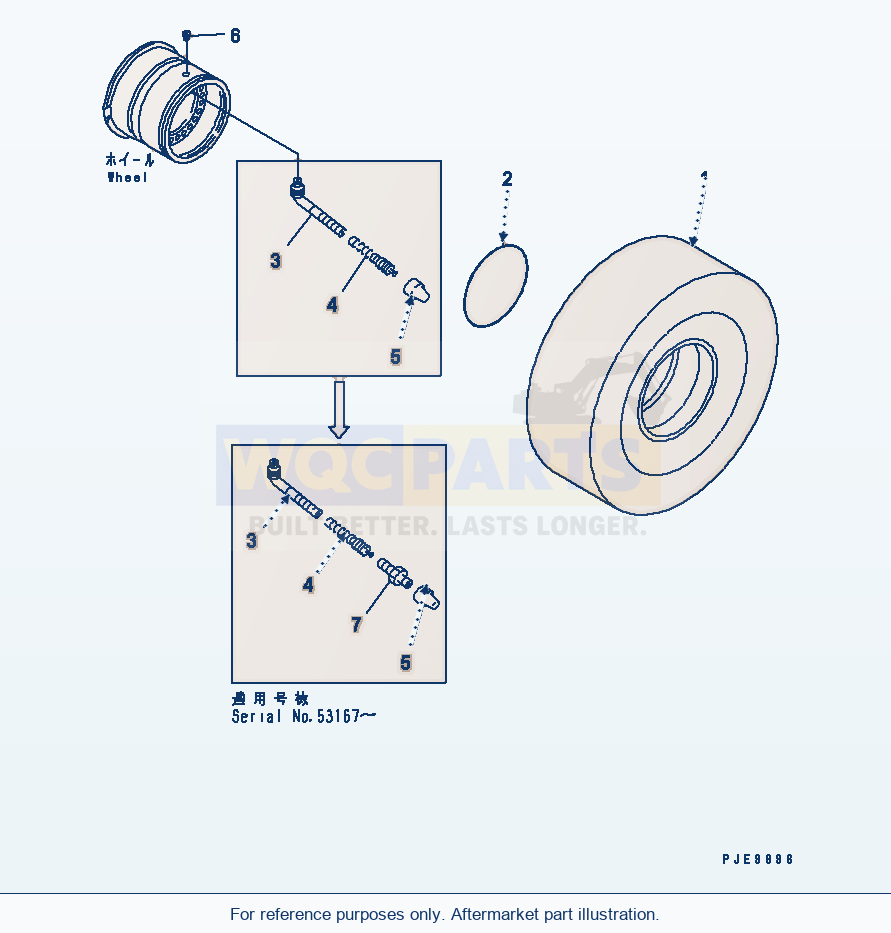 Komatsu WA470-3 Tire (23.5-25-20Pr-L3 Tubeless Tire) parts diagram