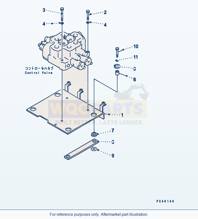 Komatsu WA470-3 2-Spool Control Valve Mounting Parts(#50001-) parts diagram