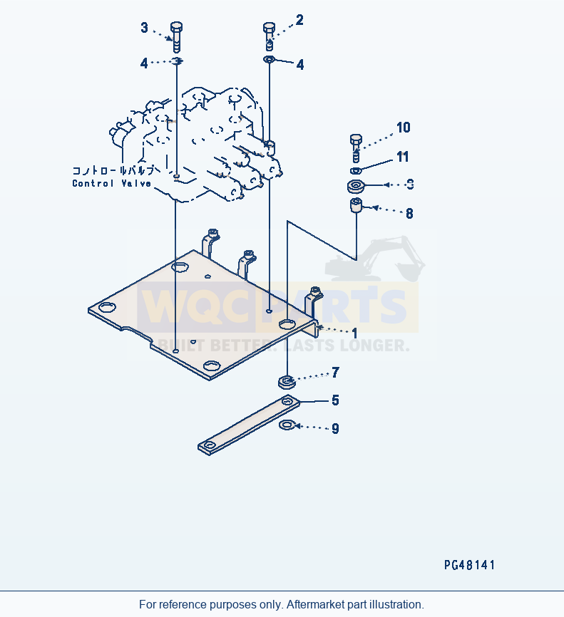 Komatsu WA470-3 3-Spool Control Valve Mounting Parts(#50001-) parts diagram