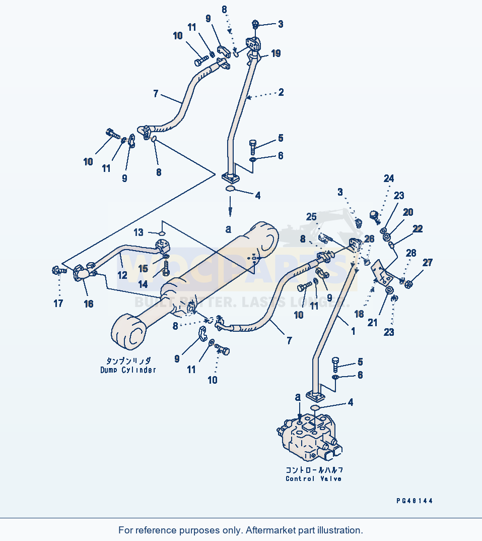 Komatsu WA470-3 Hydraulic Piping (Dump Cylinder Line)(#50001-) parts diagram