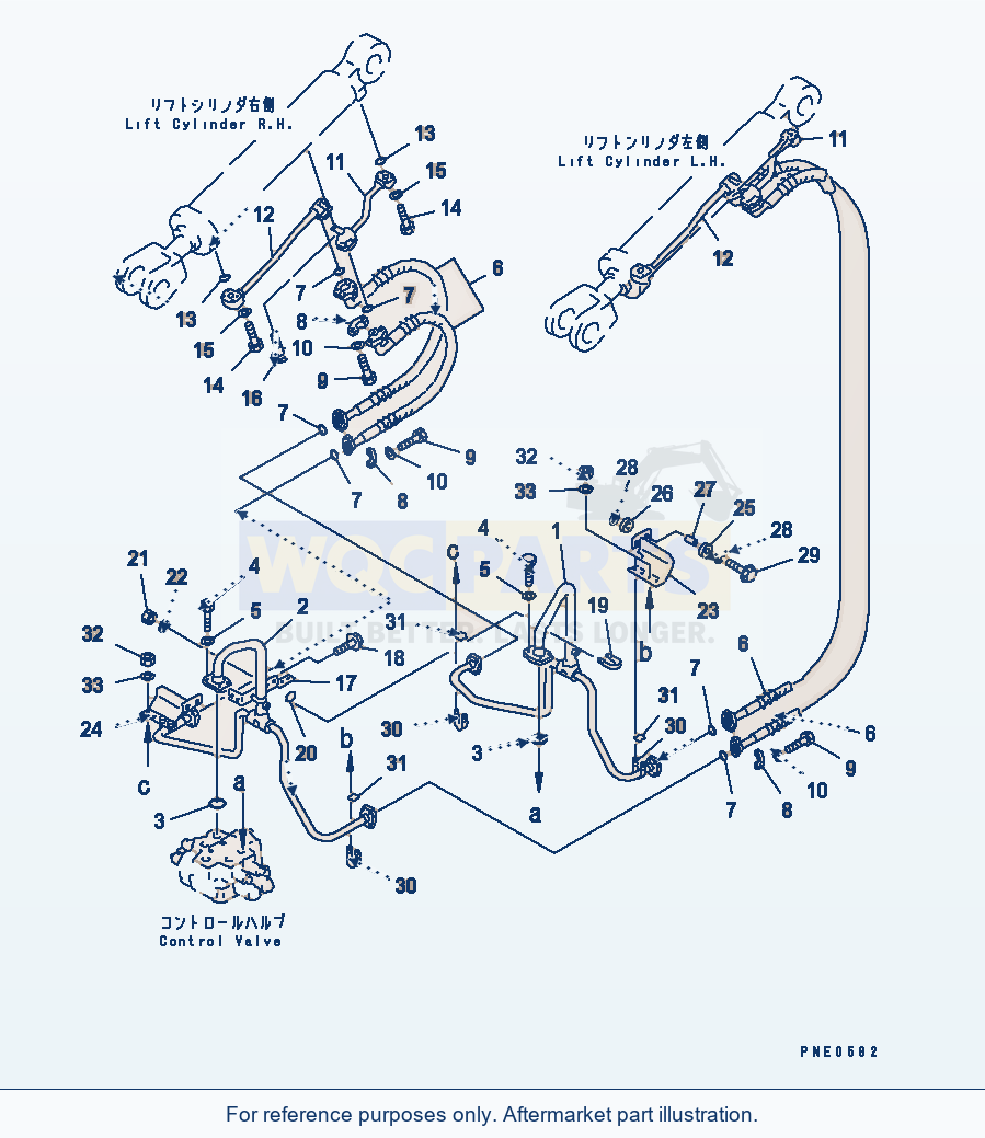 Komatsu WA470-3 Hydraulic Piping (Lift Cylinder Line)(#50001-) parts diagram