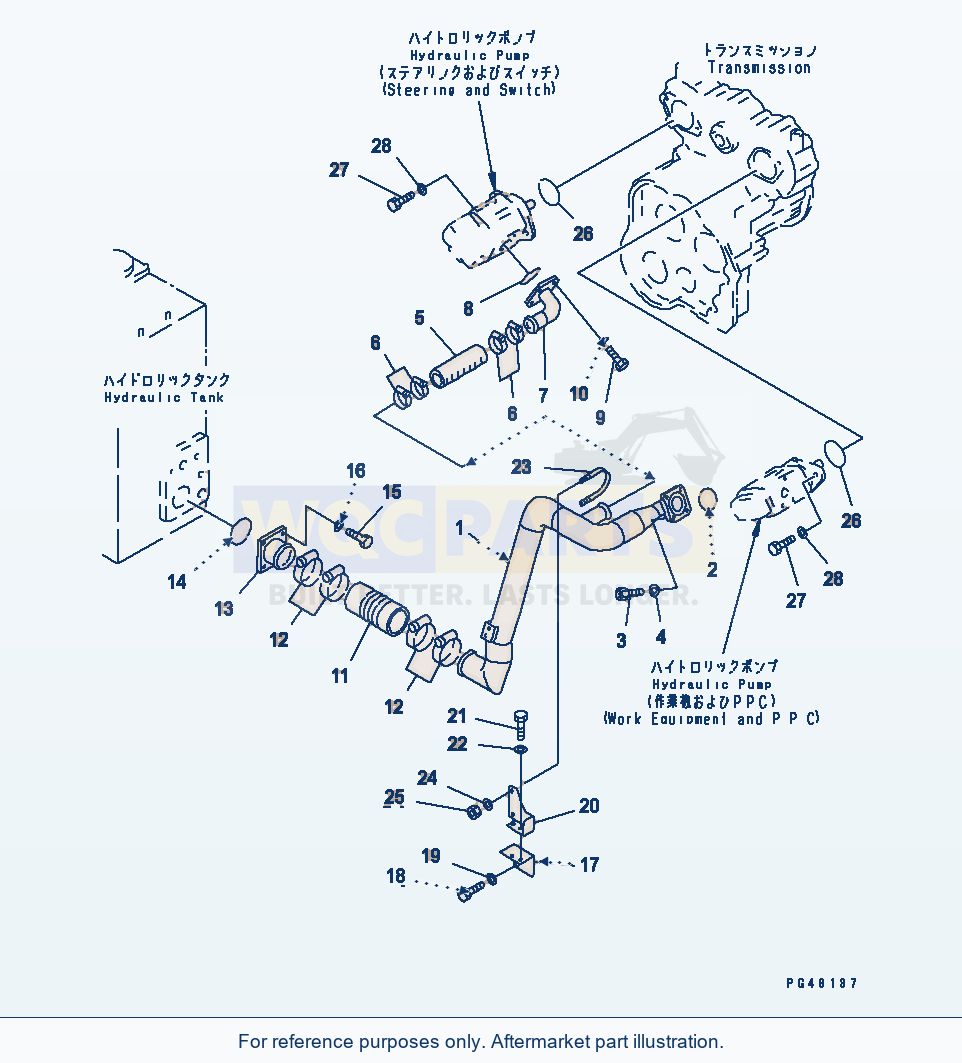 Komatsu WA470-3 Hydraulic Piping (Suction Line)(#50001-) parts diagram