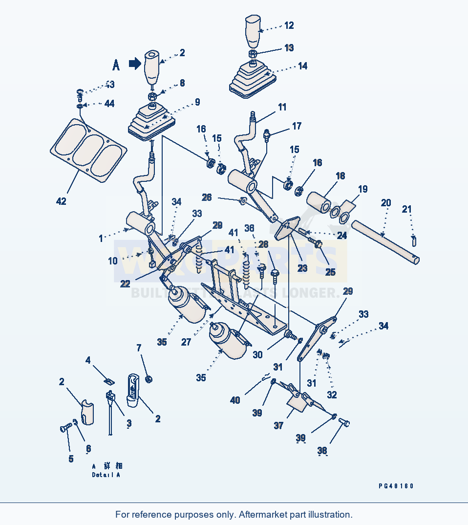 Komatsu WA470-3 Work Equipment Control Lever(#50001-) parts diagram