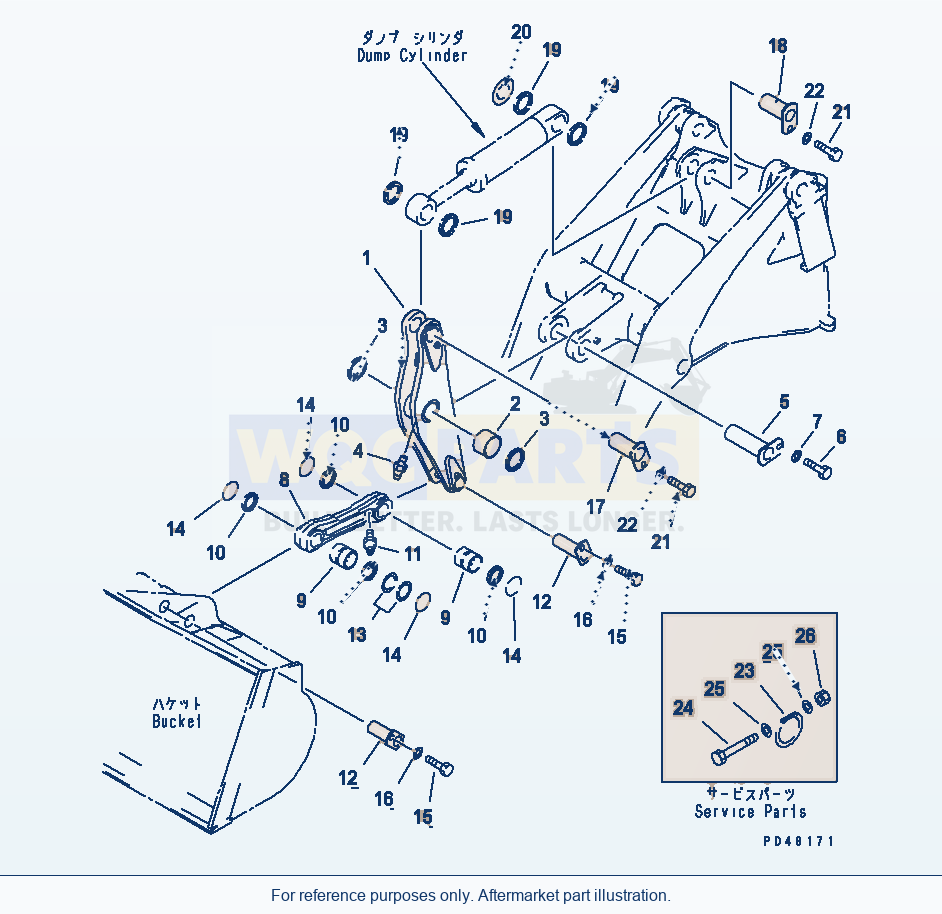 Komatsu WA470-3 Bellcrank(#50001-) parts diagram