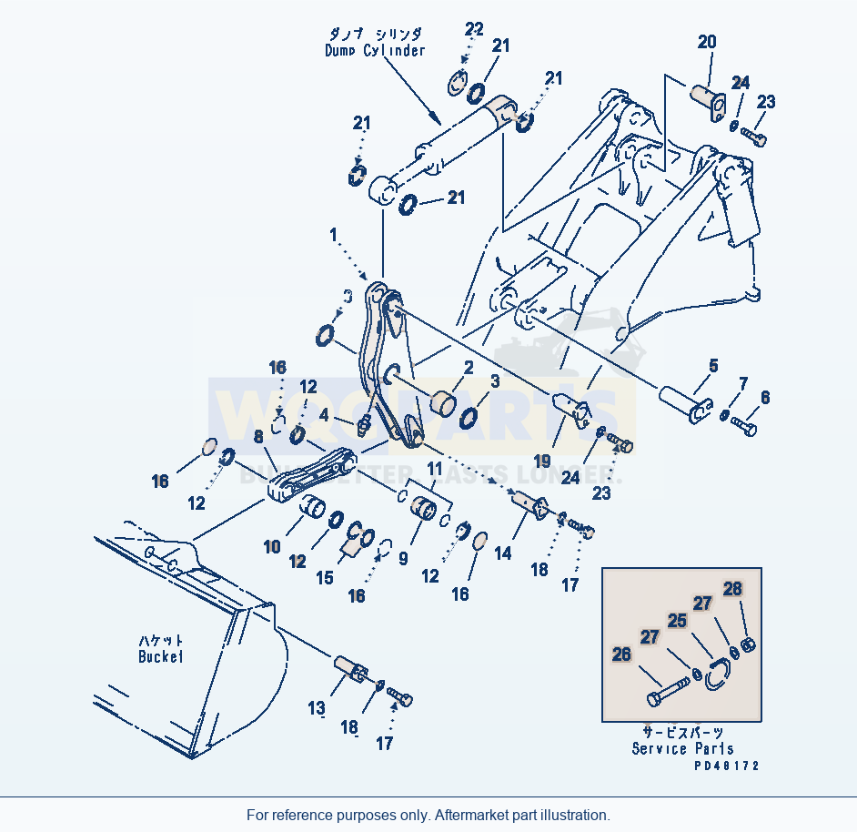 Komatsu WA470-3 Bellcrank (With Auto Grease System)(#50001-) parts diagram
