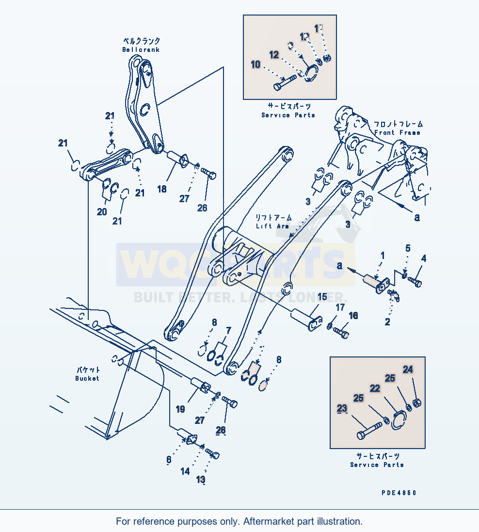 Komatsu WA470-3 Lift Arm And Bellcrank (Mounting Parts) parts diagram